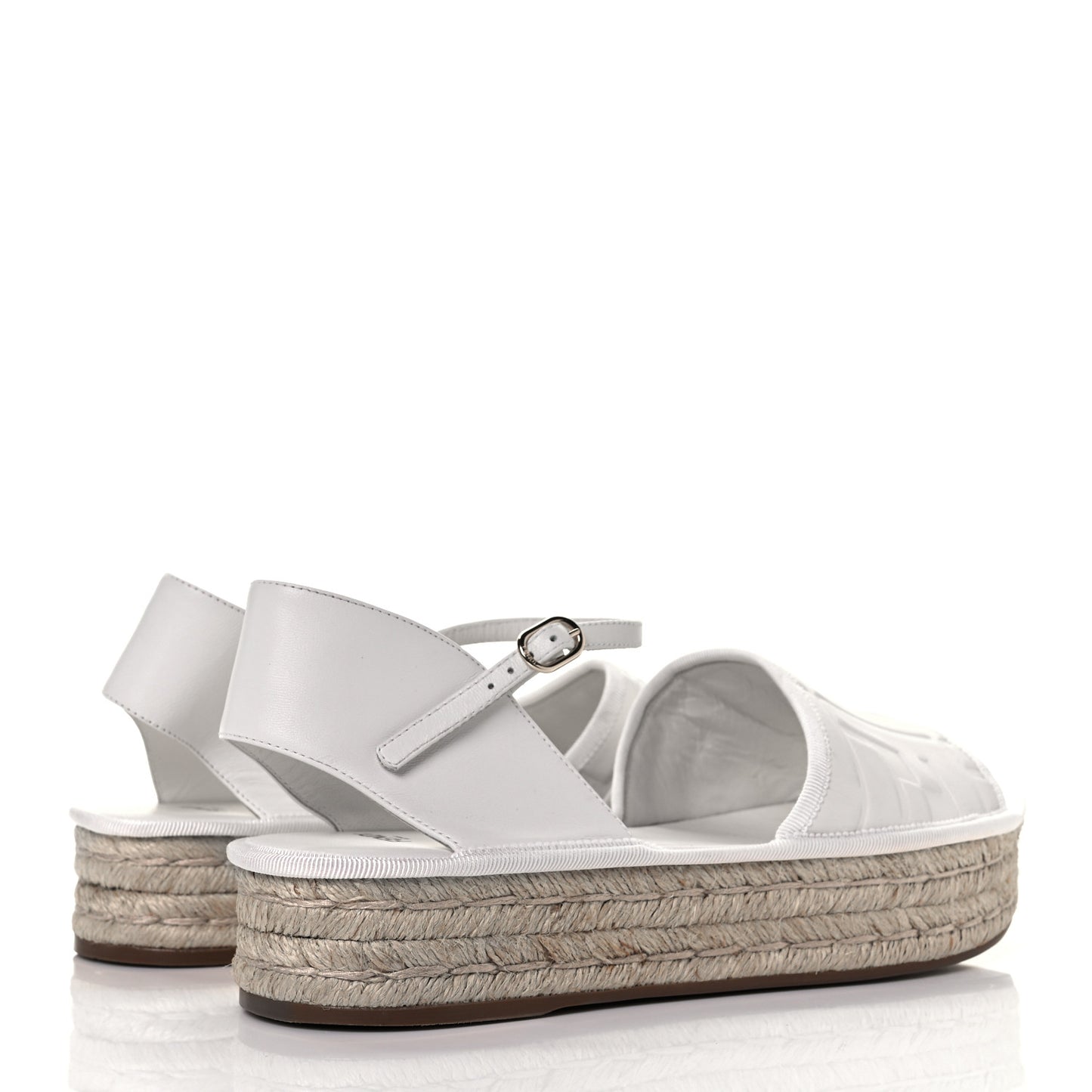Nappa FF Embossed Espadrille Platform Sandals 40 Snow