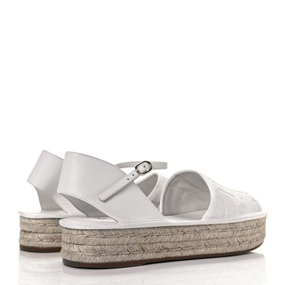 Fendi Nappa FF Embossed Espadrille Platform Sandals 40 Snow 7 of 20
