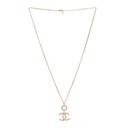 Chanel Crystal CC Logo Pendant Necklace Gold 3 of 7