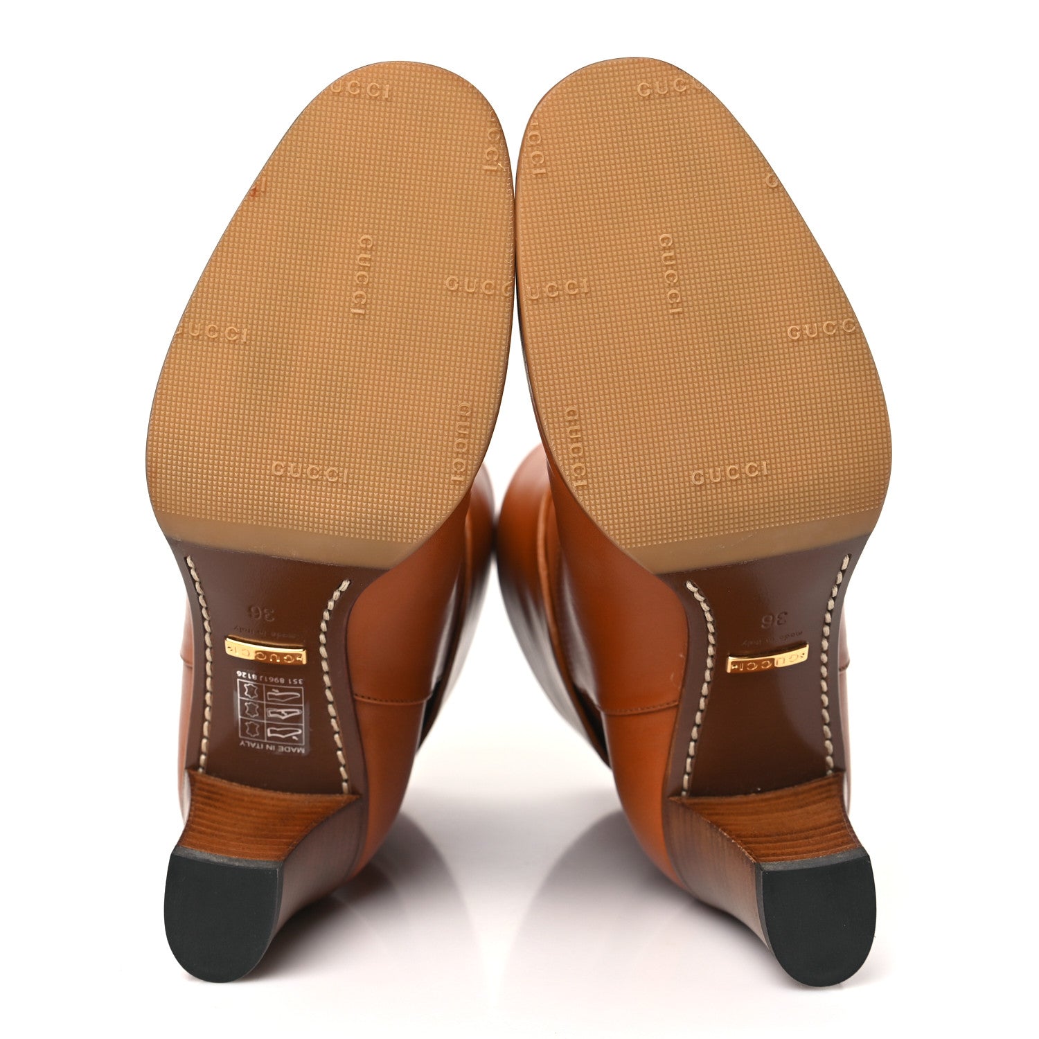 Gucci Calfskin Horsebit Elizabeth Ankle Boots 36 Cognac 5 of 9
