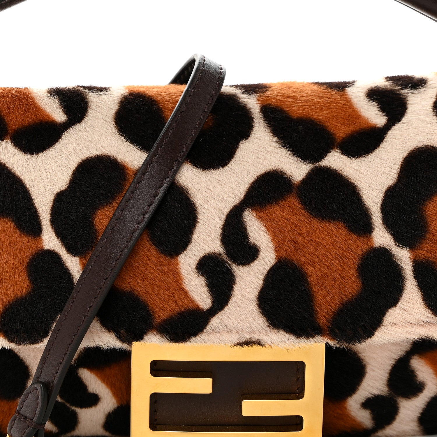 Fendi Calf Hair Leopard Print Mini Baguette Pink Brown 8 of 10