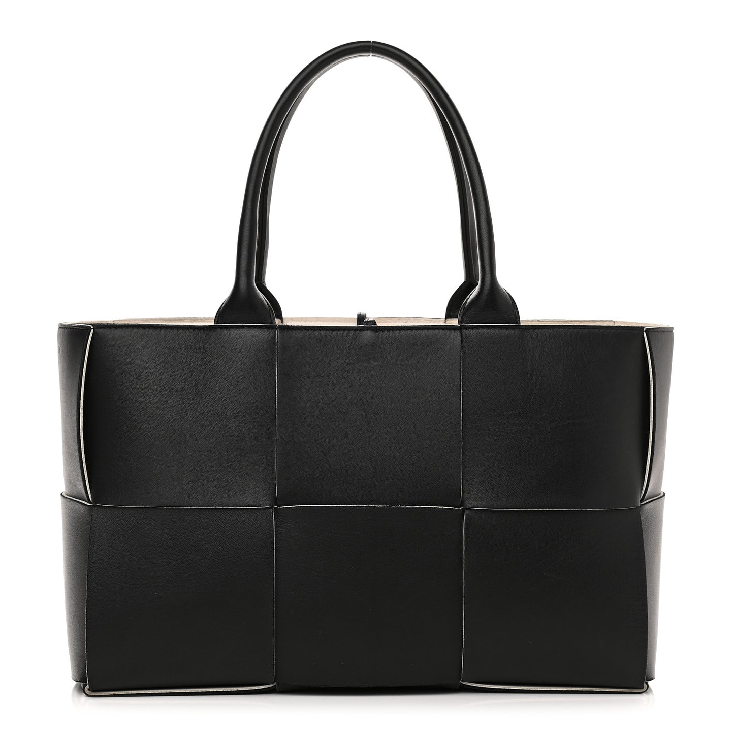 Nappa Maxi Intrecciato Small Arco Tote Black White