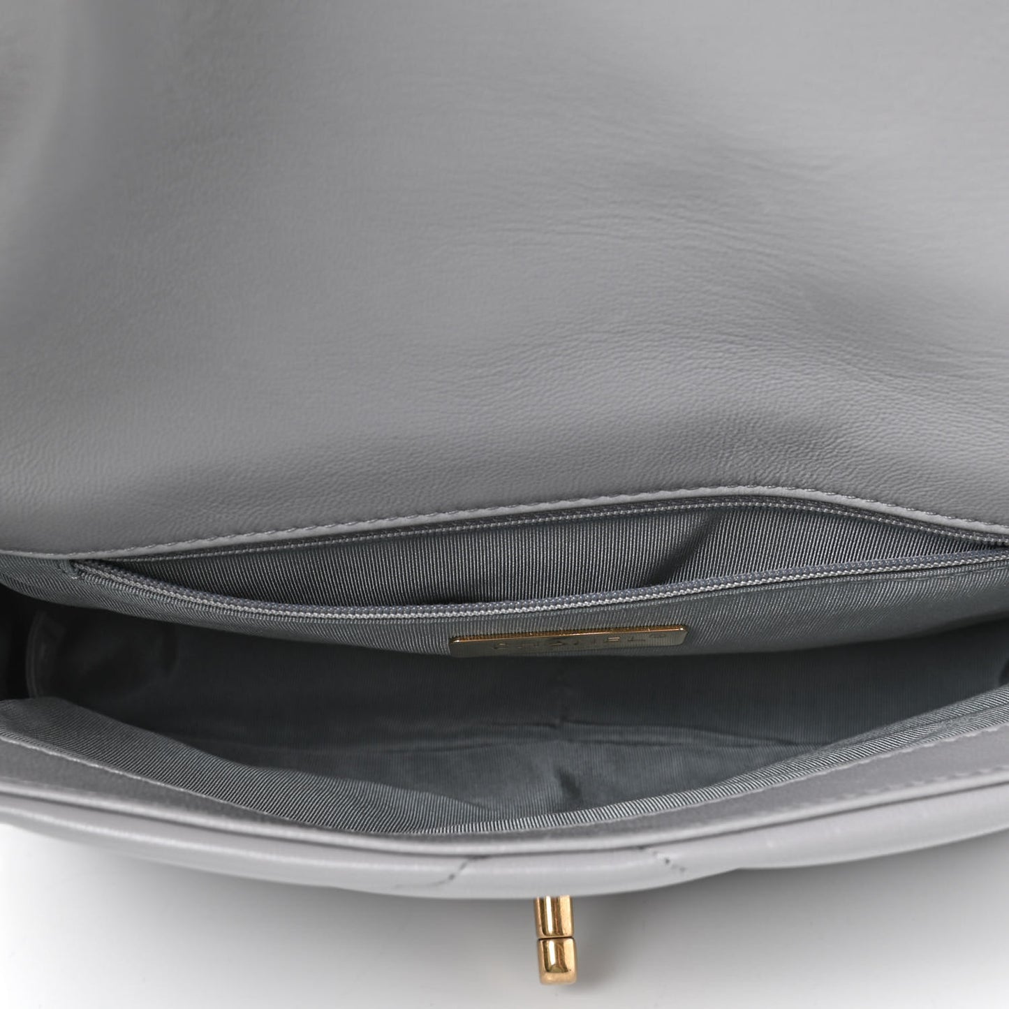 Goatskin Quilted Medium Chanel 19 Flap Grey