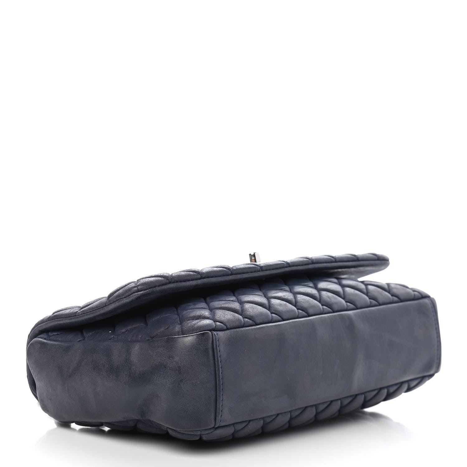 Chanel Iridescent Calfskin Quilted Large New Bubble Flap Navy 4 of 11