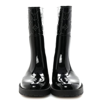 Louis Vuitton Rubber Embossed Monogram Drops Flat Half Boots 41 Black 3 of 8