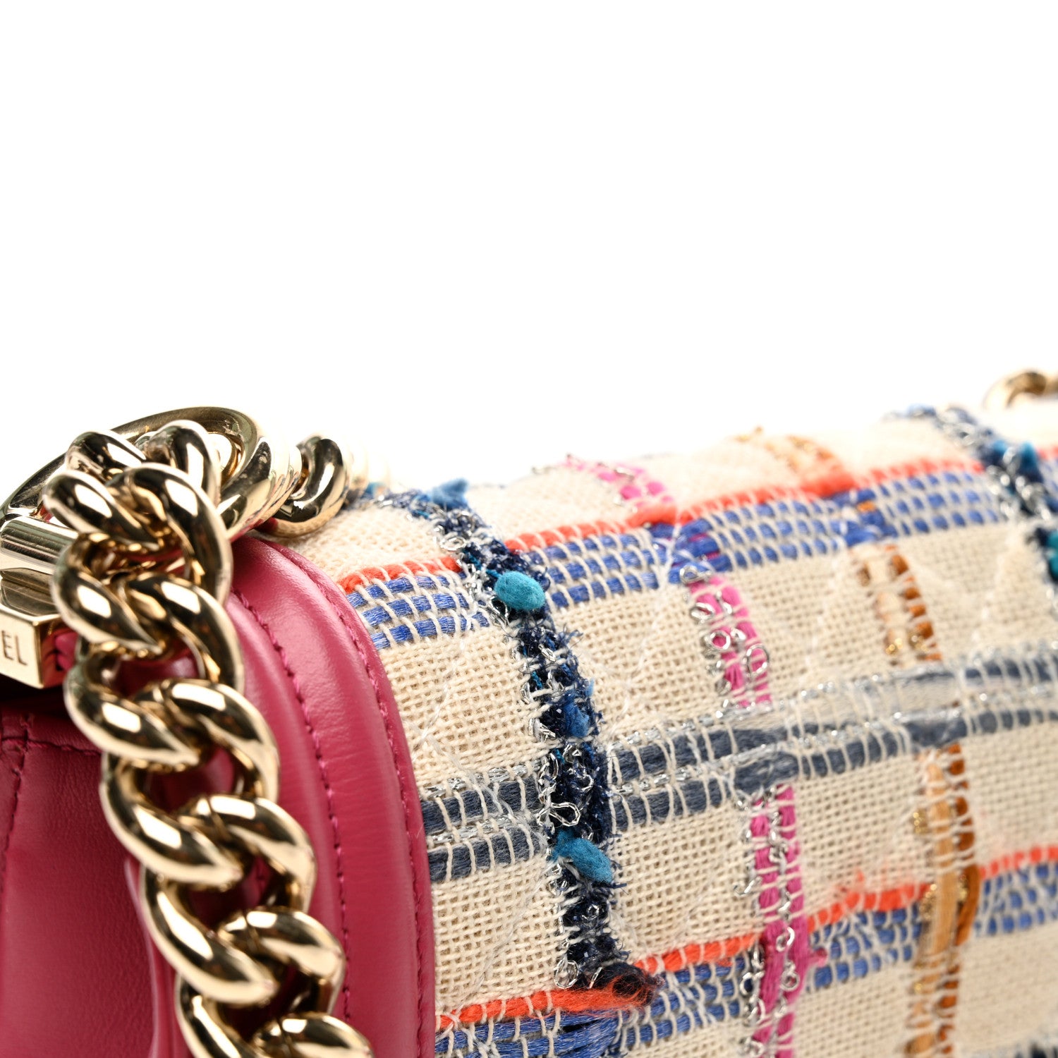Chanel Lambskin Tweed Quilted Small Boy Flap Dark Pink 11 of 11