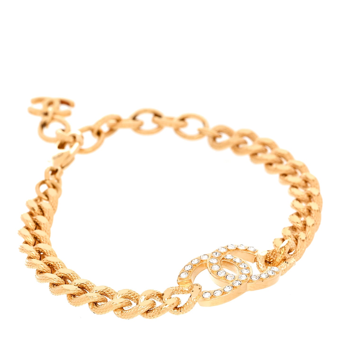 Crystal CC Chain Link Bracelet Gold