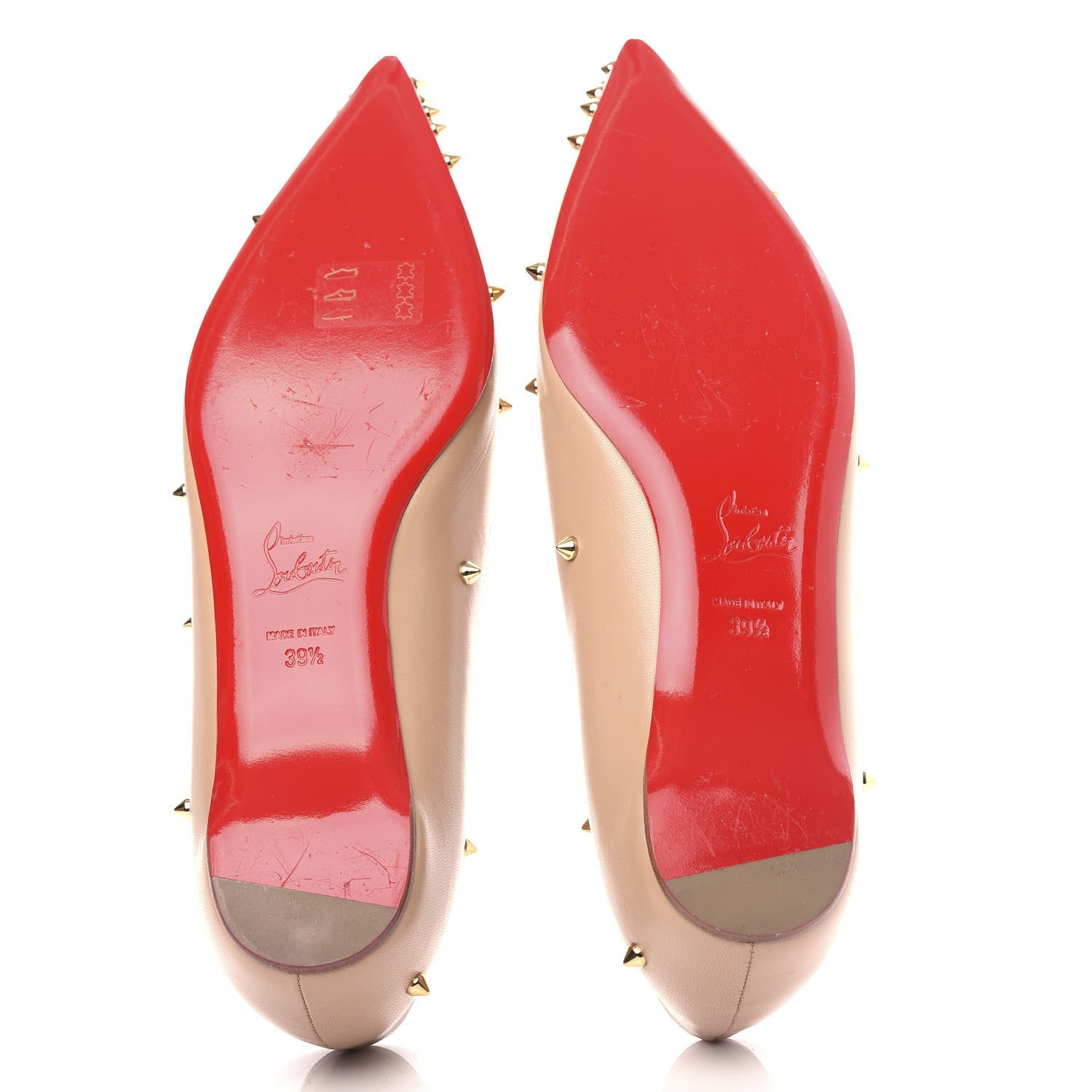 Christian Louboutin Nappa Degraspike Flats 39.5 Nude 6 of 10