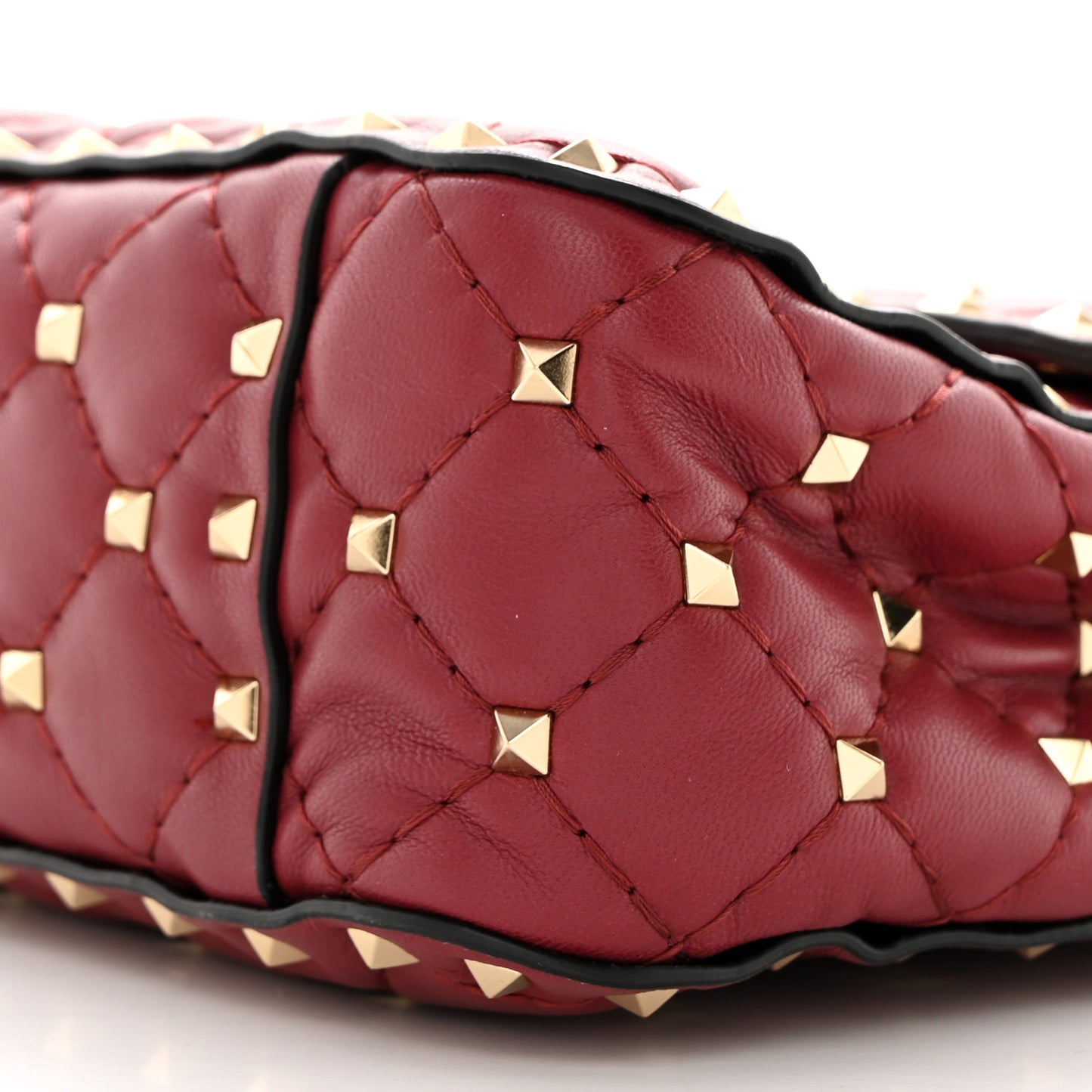 Nappa Medium Rockstud Spike Shoulder Bag Rubino