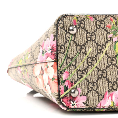 Gucci GG Supreme Monogram Blooms Small Zip Top Tote Beige Multicolor Dry Rose 10 of 11
