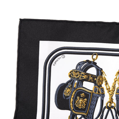 Hermes Silk Brides de Gala Nano Scarf 20 Black White Or 2 of 4