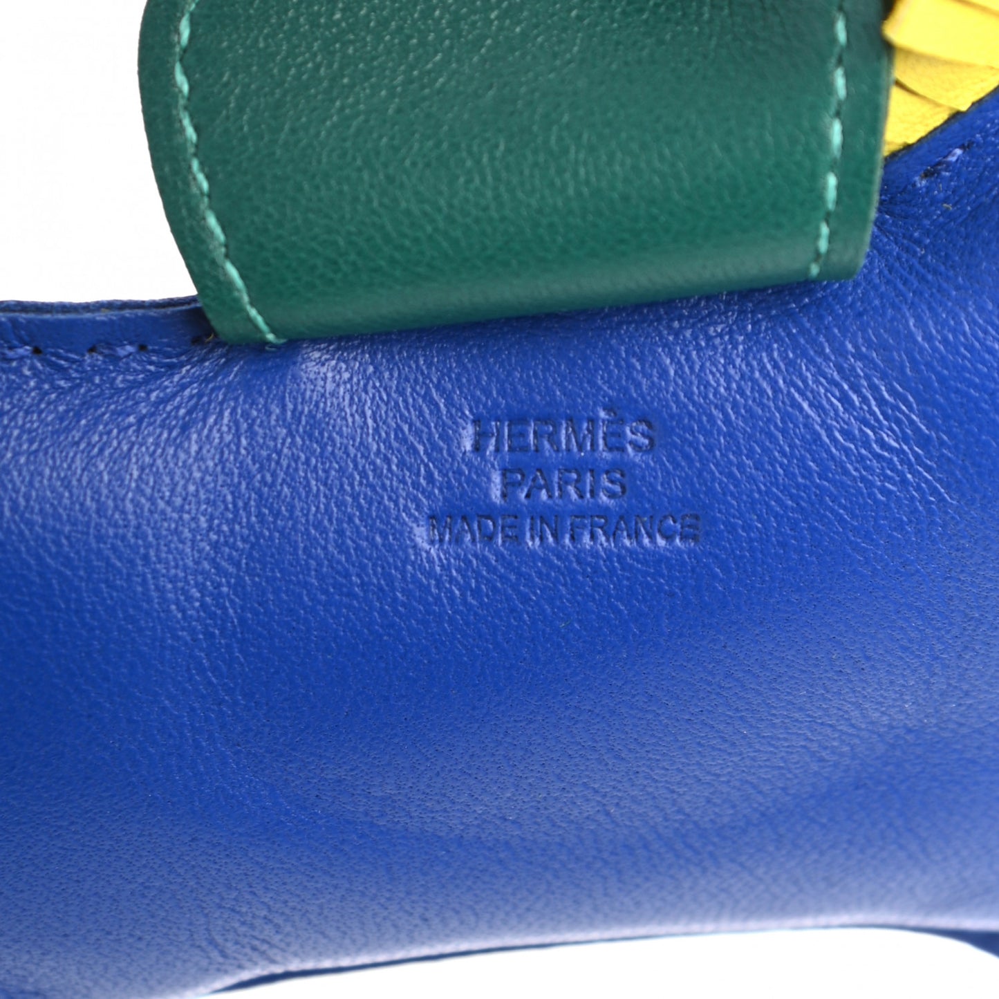 Milo Lambskin Grigri Rodeo Horse Bag Charm GM Bleu Electrique Malachite Lime
