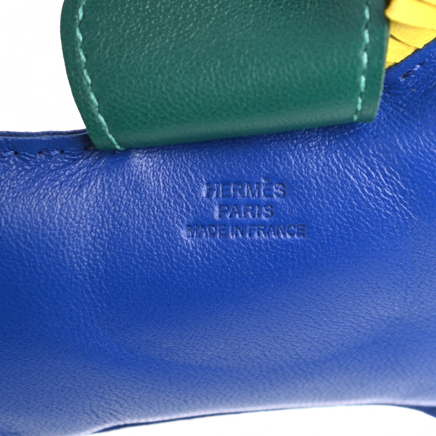 Hermes Milo Lambskin Grigri Rodeo Horse Bag Charm GM Bleu Electrique Malachite Lime 3 of 3