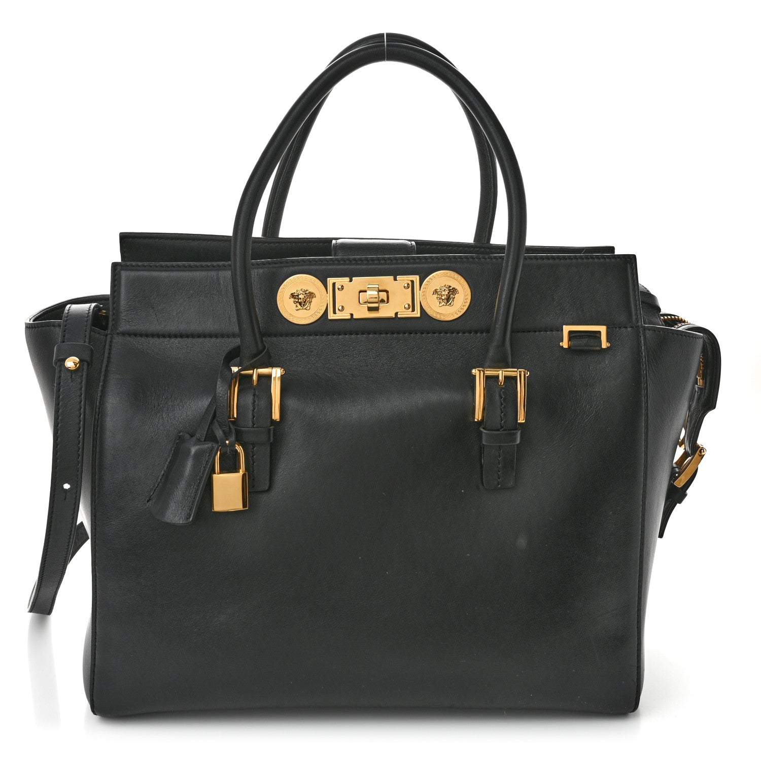 Versace Vitello Calfskin Signature Tote Black 1 of 9