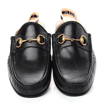 Gucci Goatskin Stripe Mens Horsebit Slingback Slippers 9.5 Black 5 of 11