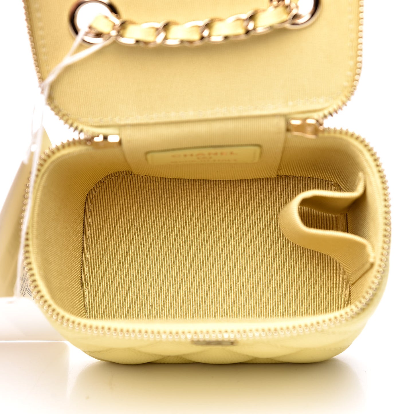 Caviar Quilted Mini Vanity Case With Chain Yellow