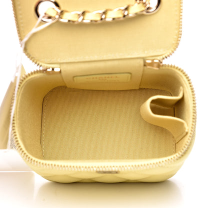 Chanel Caviar Quilted Mini Vanity Case With Chain Yellow 5 of 10