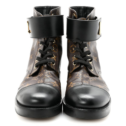 Louis Vuitton Calfskin Monogram Wonderland Flat Ranger Boots 40 Black 3 of 8