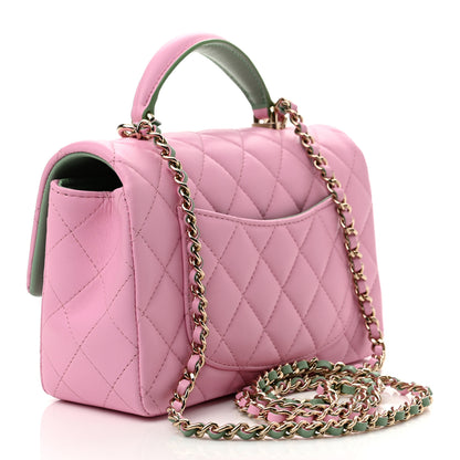 Chanel Lambskin Quilted Mini Top Handle Rectangular Flap Lilac Light Green 2 of 10