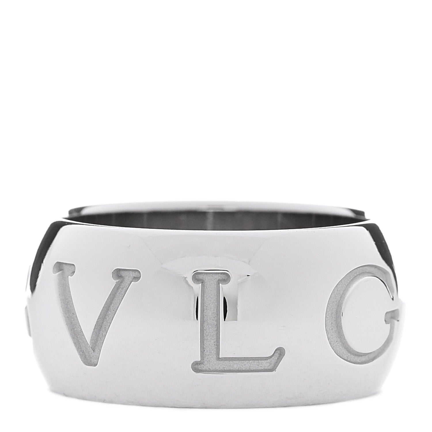 Bulgari 18K White Gold Monologo Band Ring 56 7.5 3 of 4
