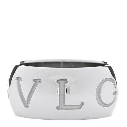 Bulgari 18K White Gold Monologo Band Ring 56 7.5 3 of 4
