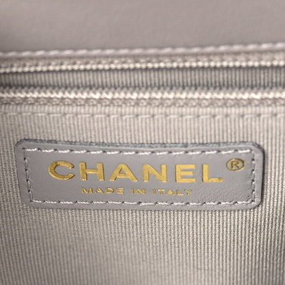 Chanel Calfskin Stitched Chain Flap Grey 6 of 11