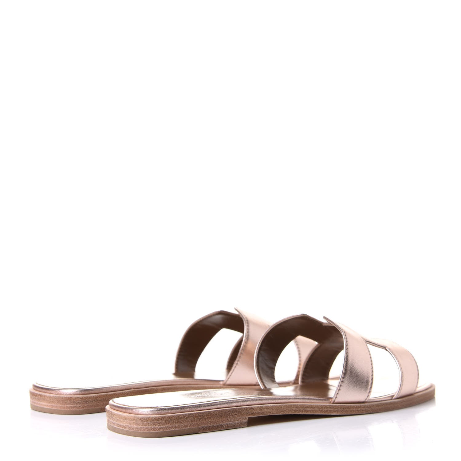 Hermes Metallic Calfskin Oran Sandals 40.5 Rose Dore 4 of 8