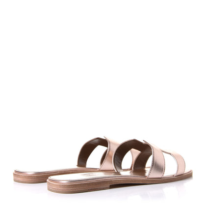 Hermes Metallic Calfskin Oran Sandals 40.5 Rose Dore 4 of 8