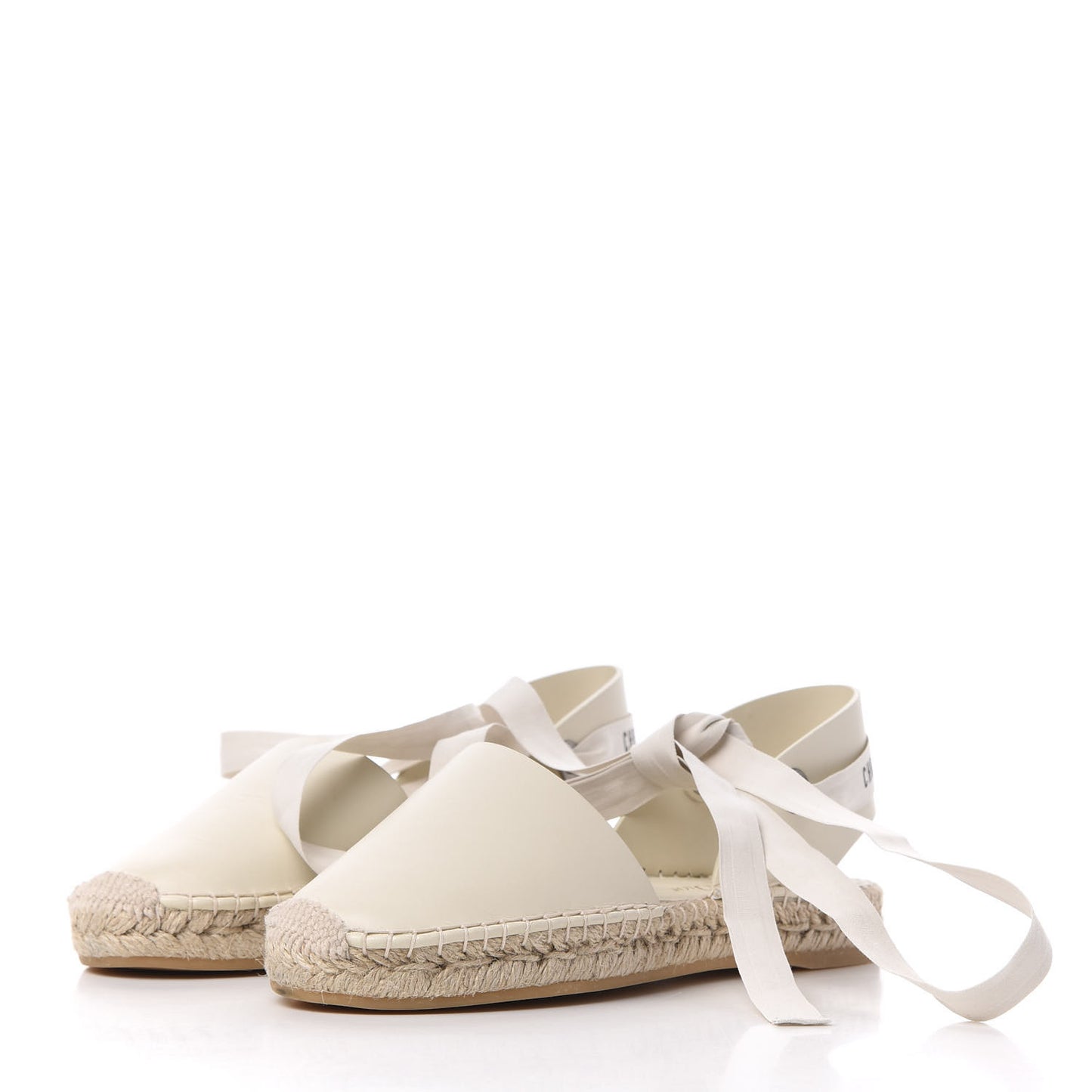 Calfskin Nicely-D Ankle Tie Espadrilles Flats 36 Off White