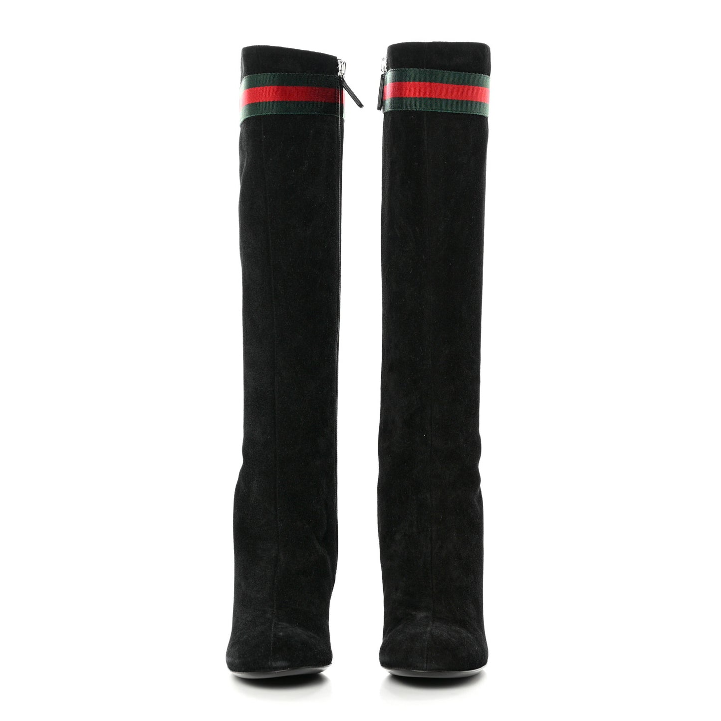 Suede Knee High Web Boots 35.5 Black