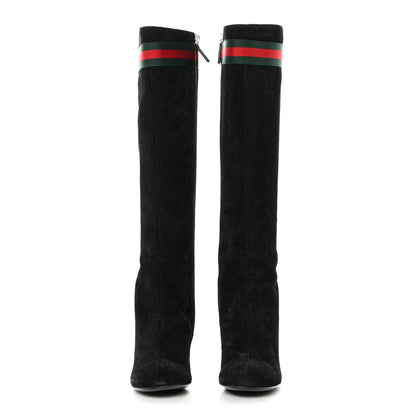 Gucci Suede Knee High Web Boots 35.5 Black 2 of 9