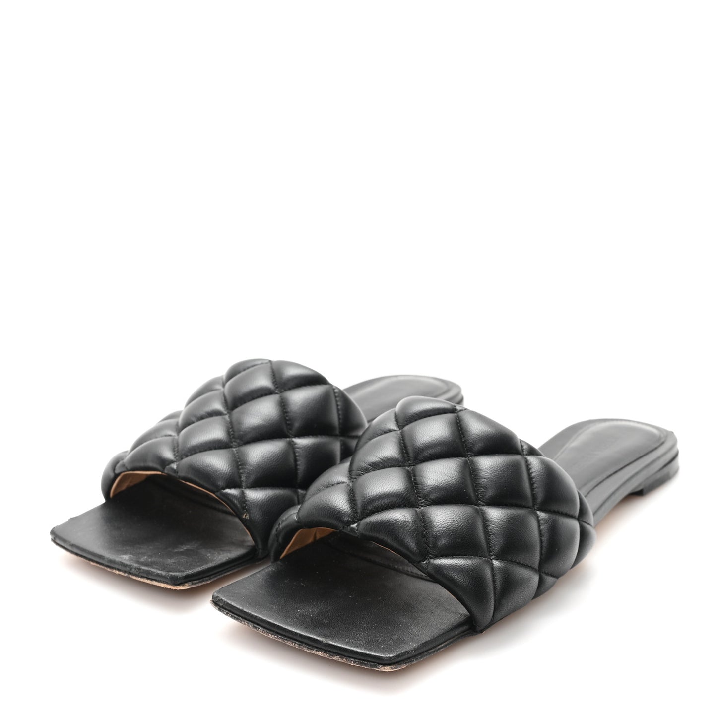 Nappa Matelasse Padded Flat Sandals 37.5 Black