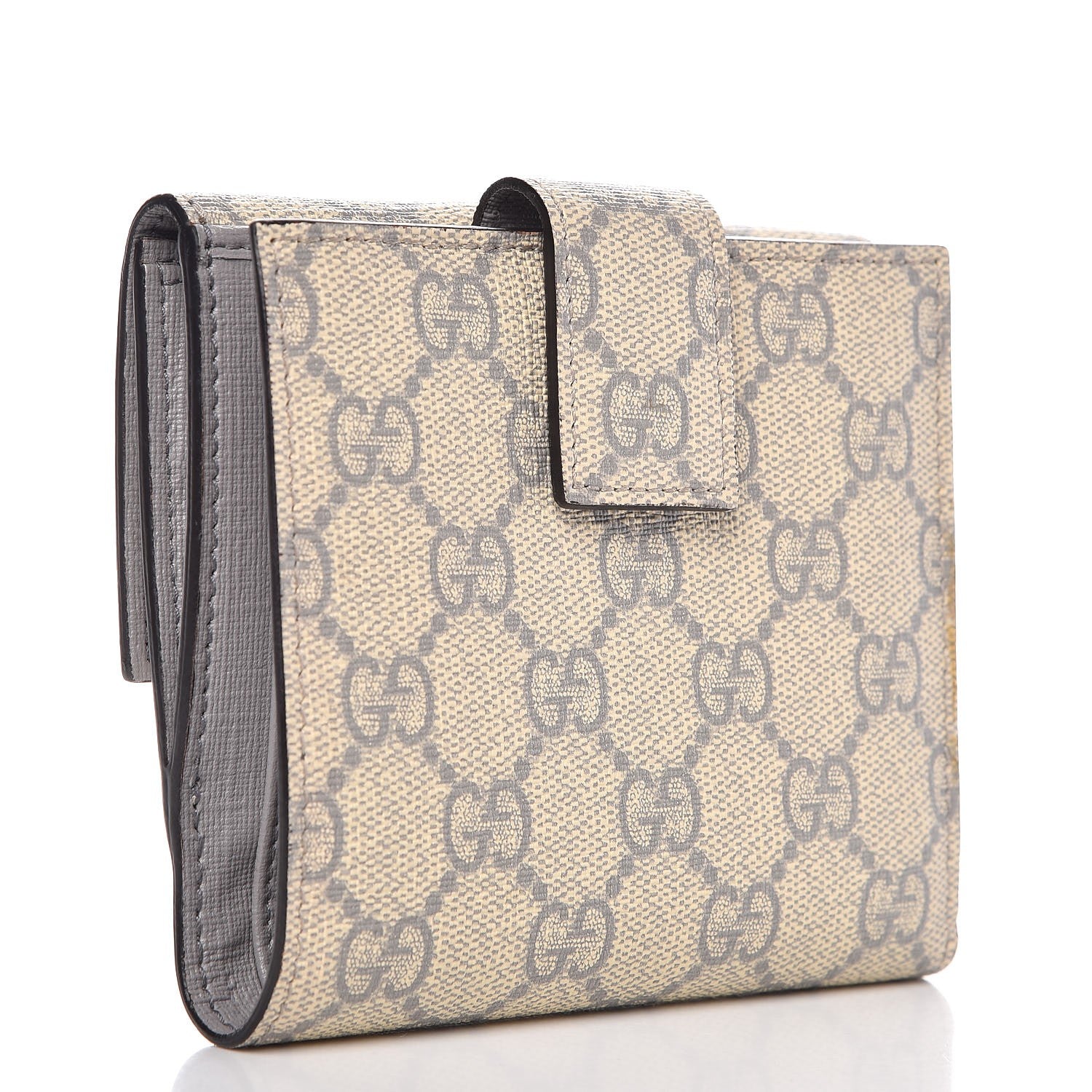Gucci GG Supreme Monogram GG Pierce French Flap Wallet Ecru Grigio 3 of 9