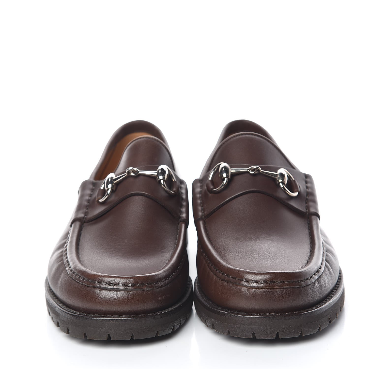 Gucci Laredo Calfskin Mens Horsebit Lug Sole Loafers 7.5 Brown 2 of 11