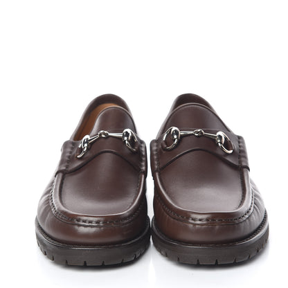 Gucci Laredo Calfskin Mens Horsebit Lug Sole Loafers 7.5 Brown 2 of 11