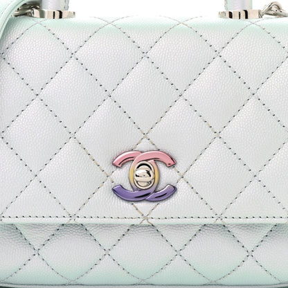Chanel Iridescent Caviar Quilted Extra Mini Coco Handle Flap Light Blue 8 of 10
