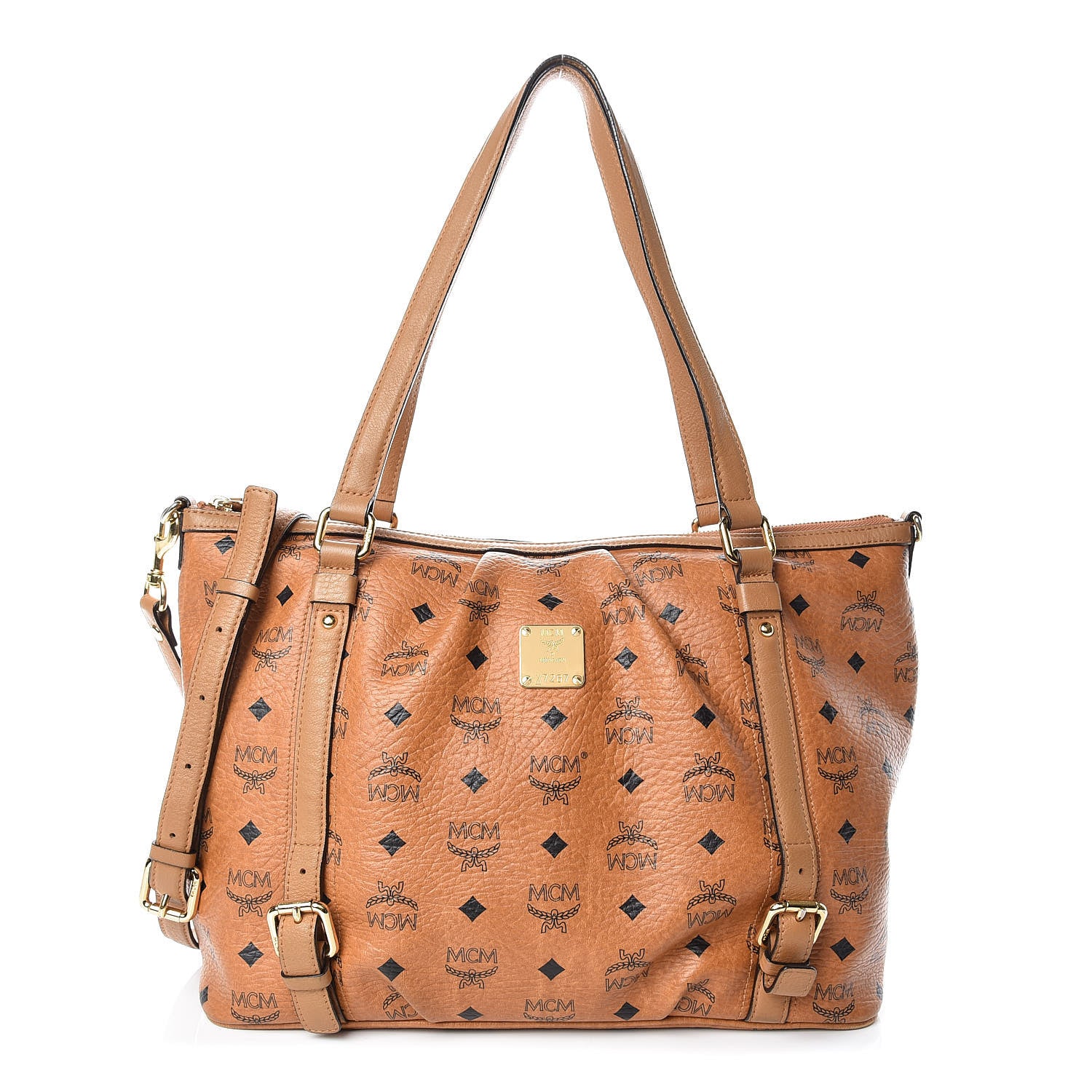 MCM Visetos Medium Essentials Shopper Tote Cognac 1 of 24