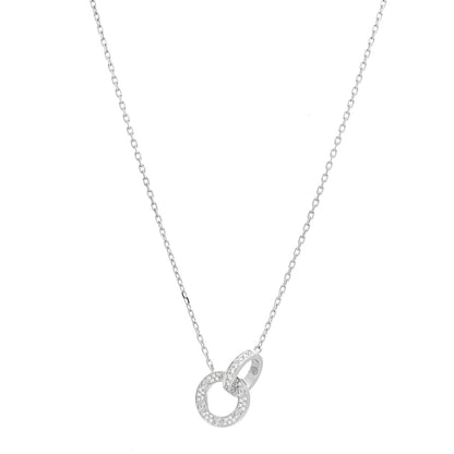 Cartier 18K White Gold Diamond Interlocking LOVE Paved Necklace 1 of 5