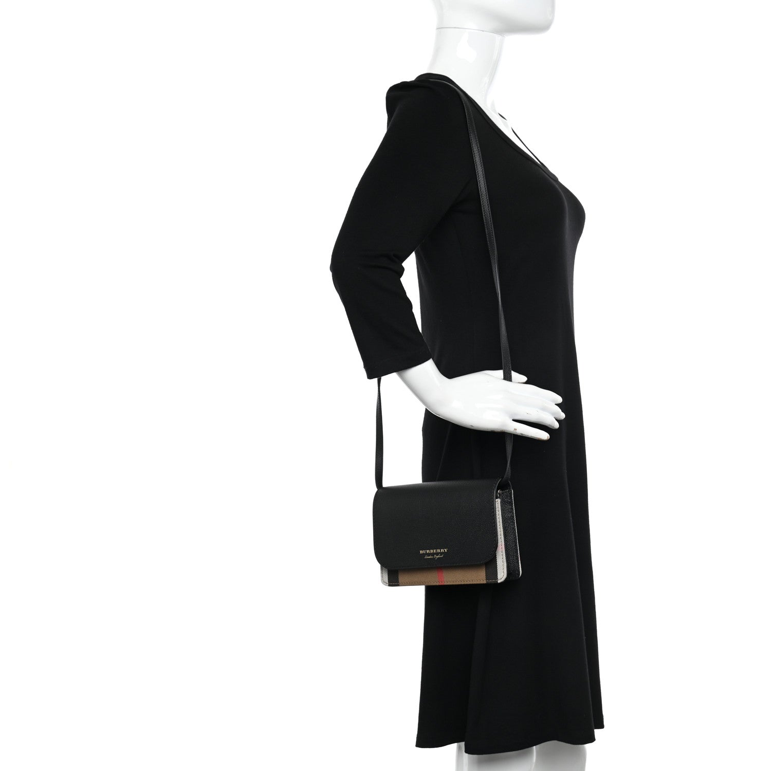 Burberry Calfskin Vintage Check Small Loxley Crossbody Black 2 of 9