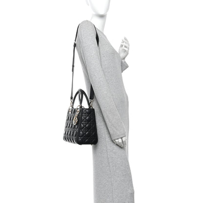 Christian Dior Lambskin Cannage Medium Lady Dior Black Black 2 of 9