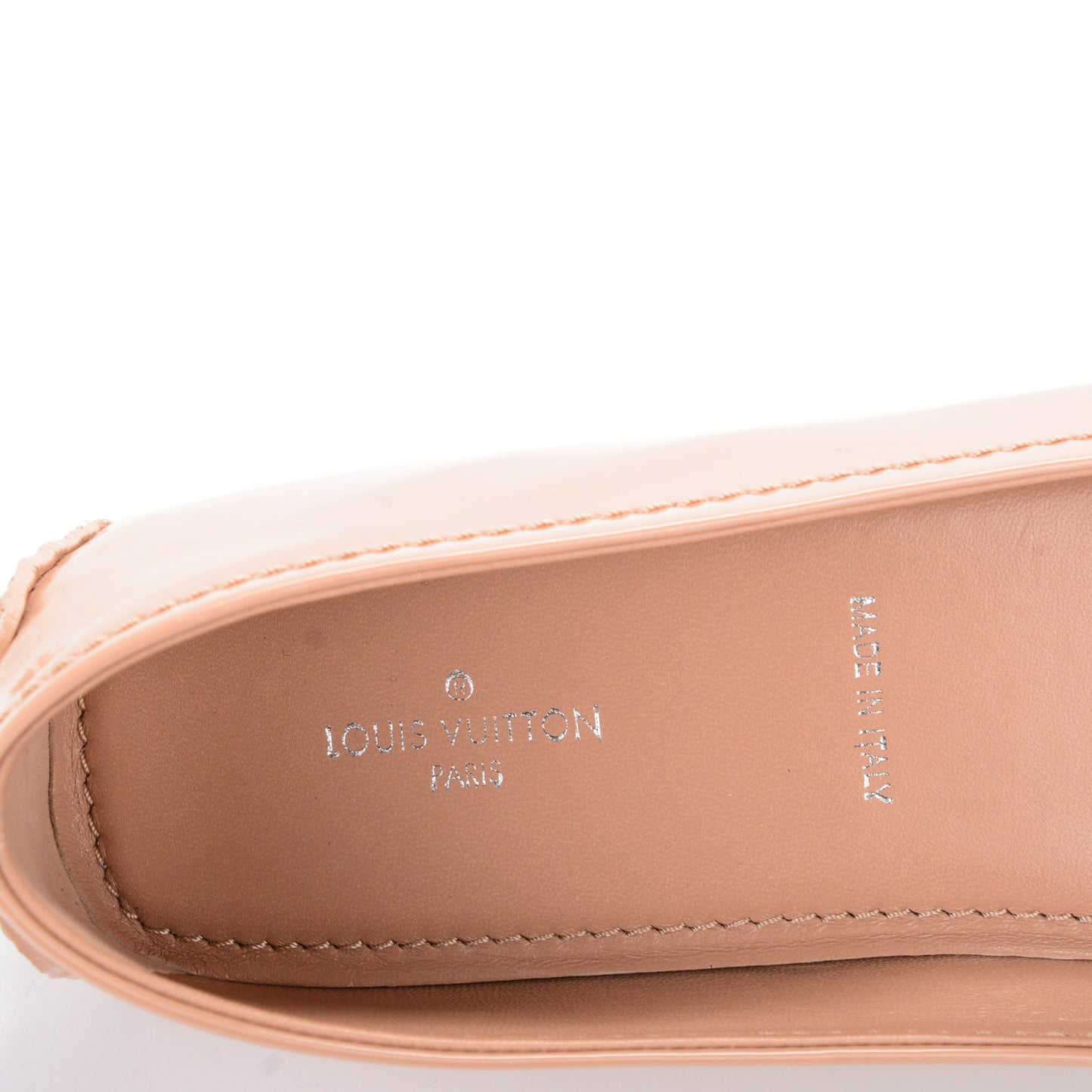 Patent Calfskin Oxford Ballerina Flats 38.5 Beige
