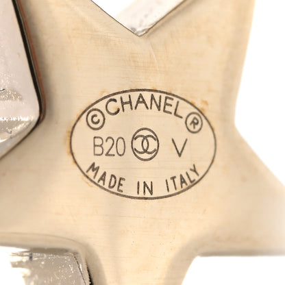 Chanel Crystal Pearl Charming Winter CC Star Heart Earrings Gold 4 of 5