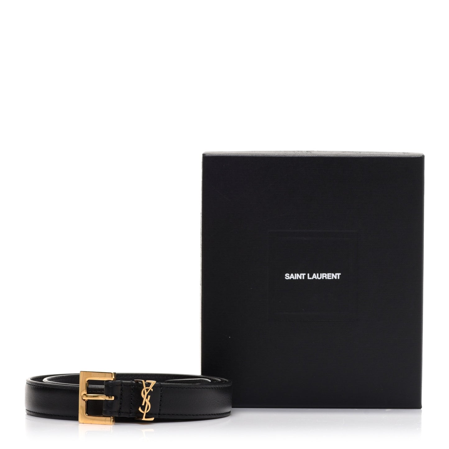 Calfskin Monogram Narrow Square Buckle Belt 75 30 Black