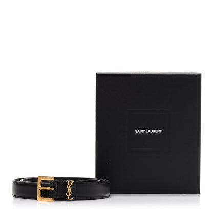 Saint Laurent Calfskin Monogram Narrow Square Buckle Belt 75 30 Black 7 of 7