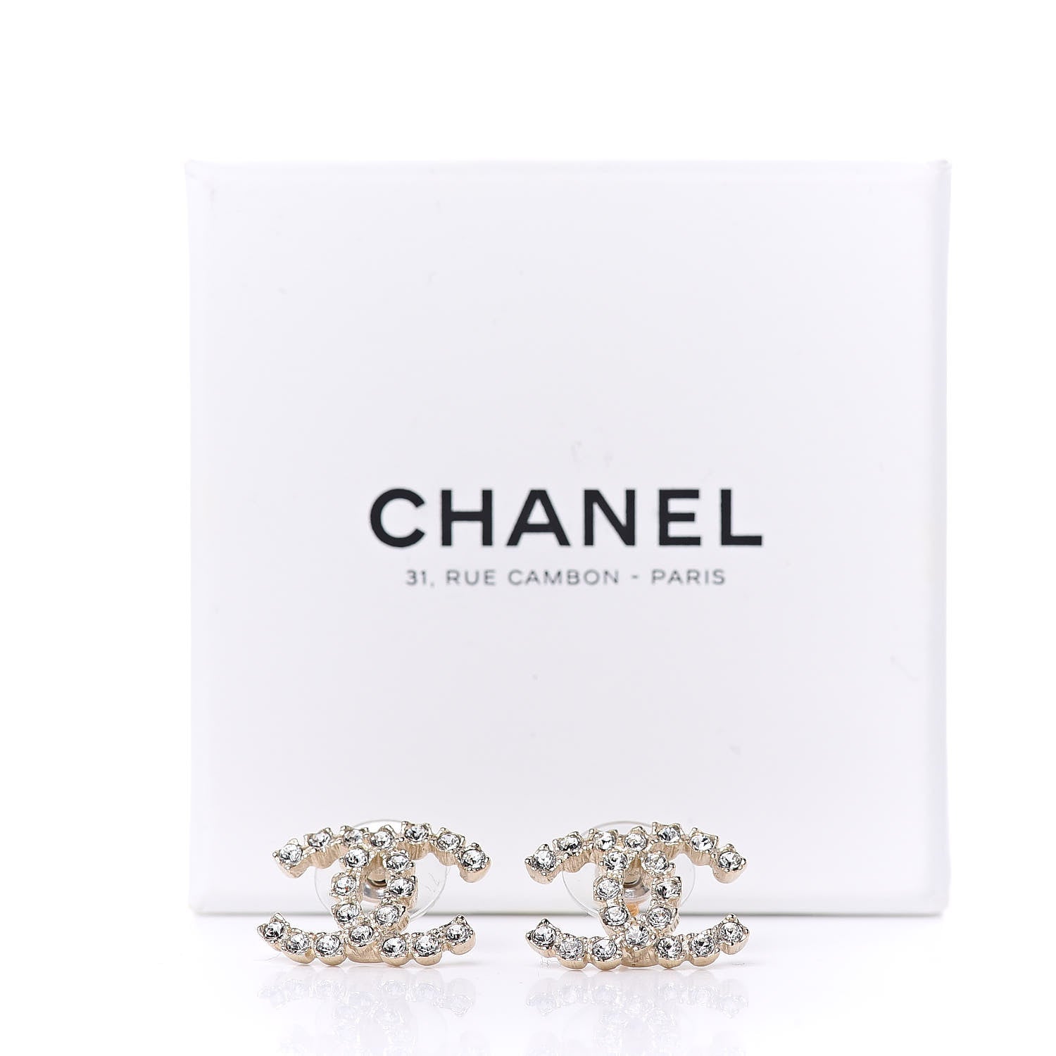 Chanel Crystal CC Earrings Gold 5 of 5