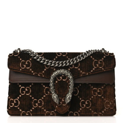 Gucci Velvet Moon Calfskin Crystal GG Monogram Small Dionysus Shoulder Bag Brown Vintage Cocoa Black Diamond 1 of 9