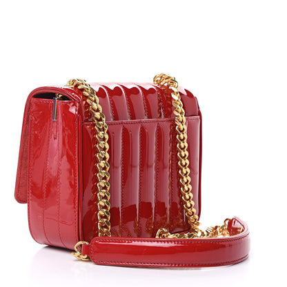 Saint Laurent Patent Matelasse Monogram Small Vicky Chain Bag Red 3 of 9