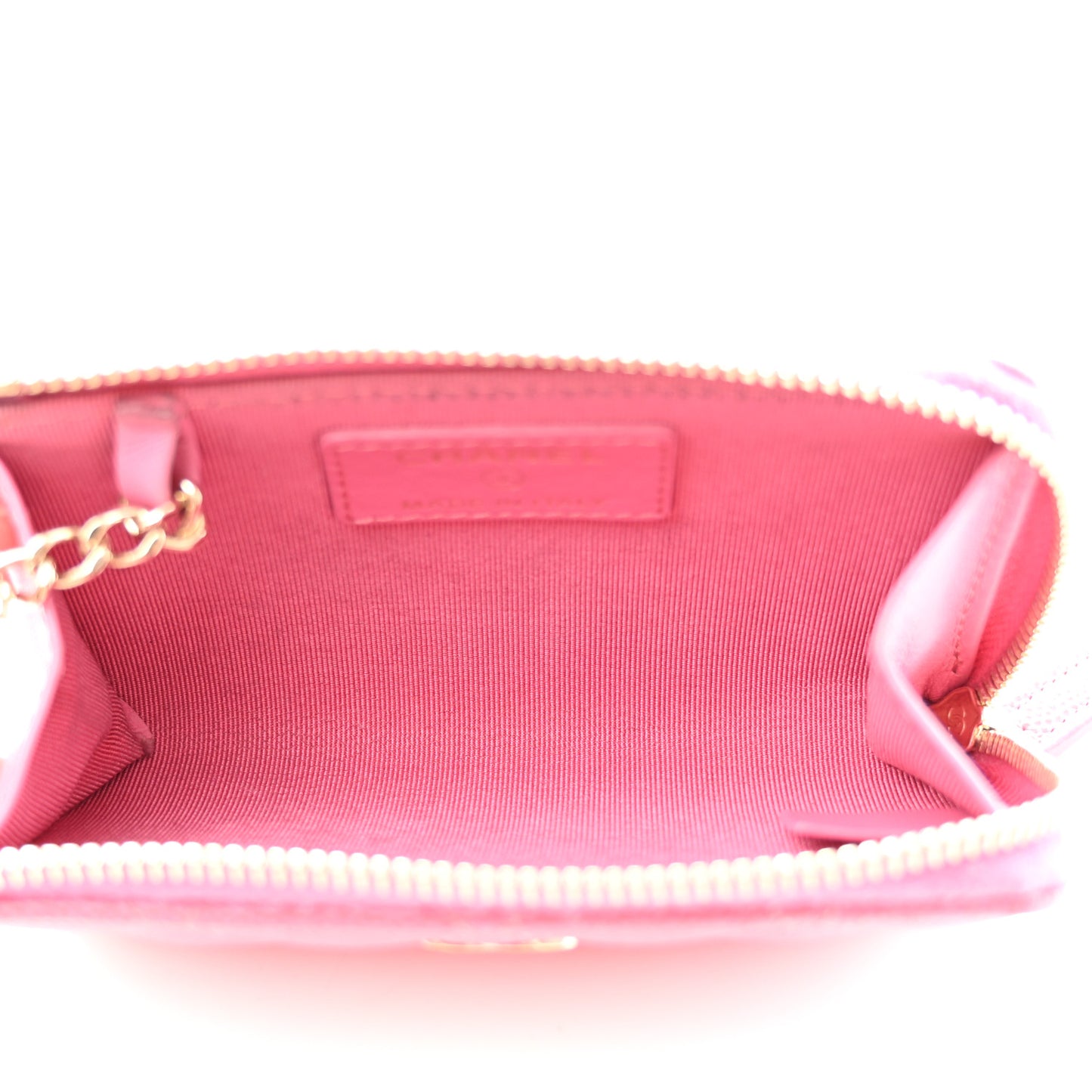 Caviar Quilted Zipped Key Holder Case Pink