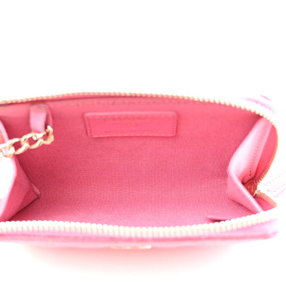 Chanel Caviar Quilted Zipped Key Holder Case Pink 5 of 14
