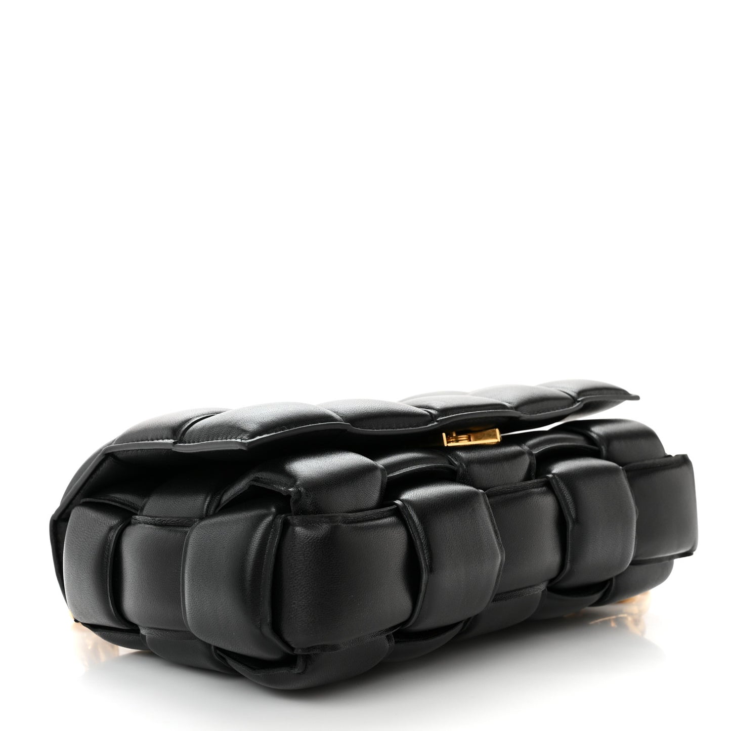 Lambskin Maxi Intreccio Padded Chain Cassette Crossbody Bag Black